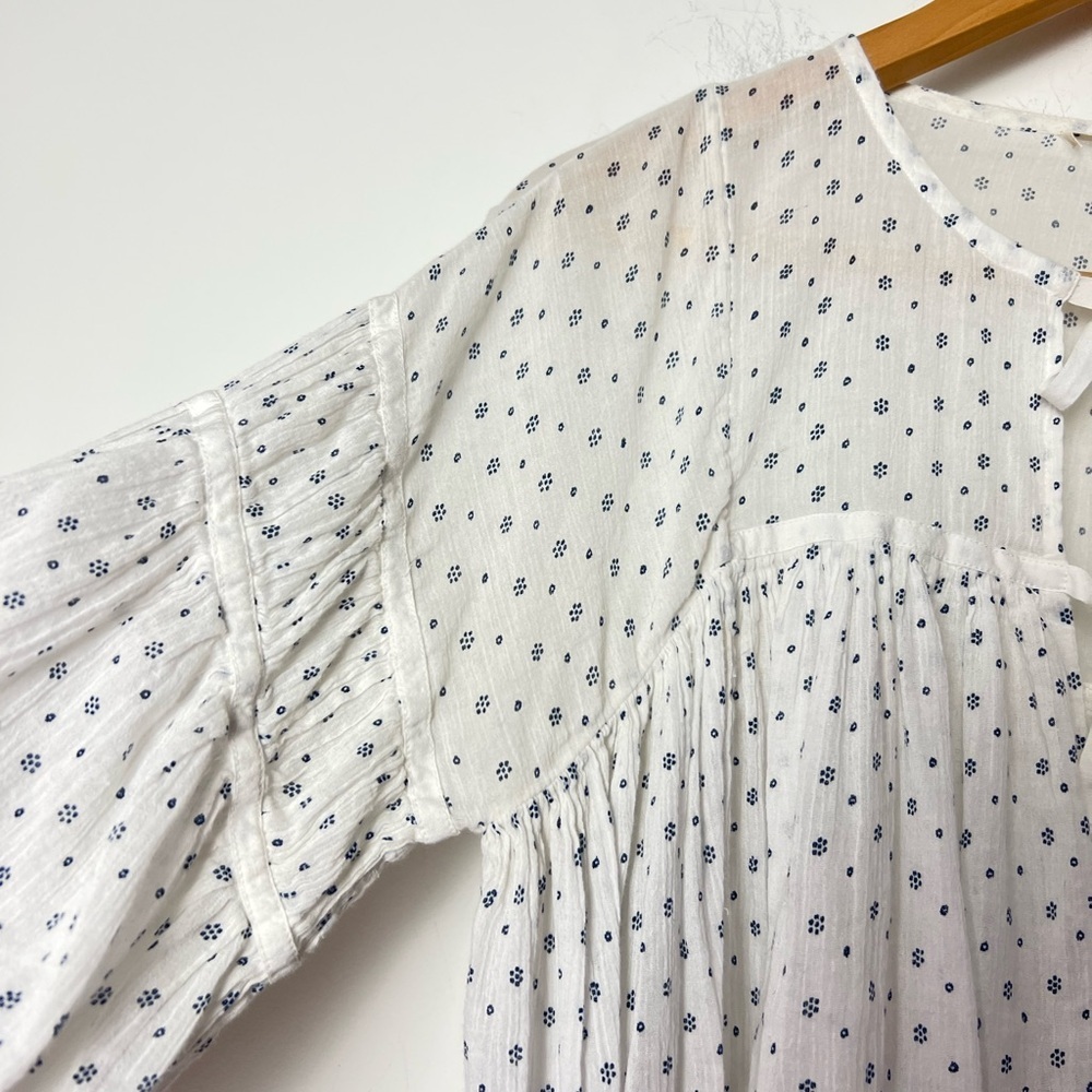 Ulla Johnson Fabienne Peasant Blouse White Blue Foulard Dot Print Quiet Luxury - Picture 7 of 14